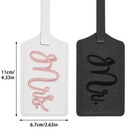 Pack of 2 Suitcase Tags Wedding, Mr and Mrs Suitcase Tags with Address Label Suitcase Tag Faux Leather Luggage Tag Honeymoon for Air Travel Wedding Gifts (11 x 6.7 cm)
