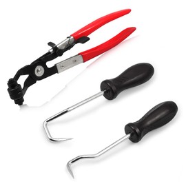 SPEEDWOX Hose Clamp Pliers Automotive Hose Removal Hook 3 Pcs Set Swivel Jaws Bent Head Flat Band Hose Clamp Plier Radiator Coolant Hose Removal