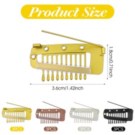 Shimmeroo 12Pcs Chunni Clips with Safety Pins, Dupatta Clips, 10-Teeth Hair Extension Snap Clip to Secure Setting Clip for Girls Women Headscarf & Hijab