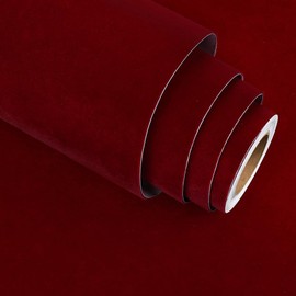 Stickyart - Papel tapiz de terciopelo rojo oscuro para despegar y pegar, papel tapiz de fieltro de lujo color borgoña para forro, autoadhesivo, papel 