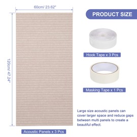 PATIKIL Art Acoustic Panels, 47"x24", 3 Packs Self Adhesive for Sound Proofing Wall Panels for Home Office Recording Studio,Game Room, Camel