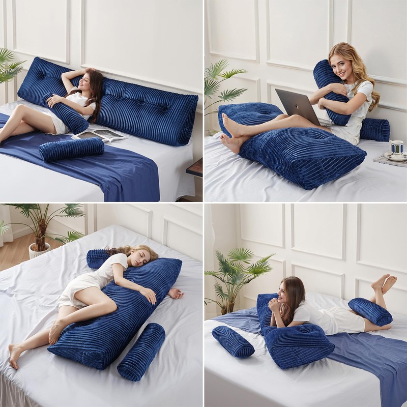 Z-hom Large Wedge Pillow Headboard, Twin Triangular Headboard Pillow, Reading
