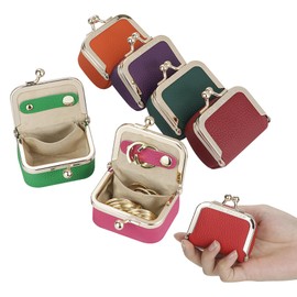 Royal Bagger Genuine Leather Mini Jewelry Women's Coin Purse Solid Color Kiss Lock Change Pouch Casual Style Small Storage Bag for Women 1894 (Bright Red)