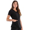 Cherokee Women's Plus Size V-Neck Scrubs Top, Black