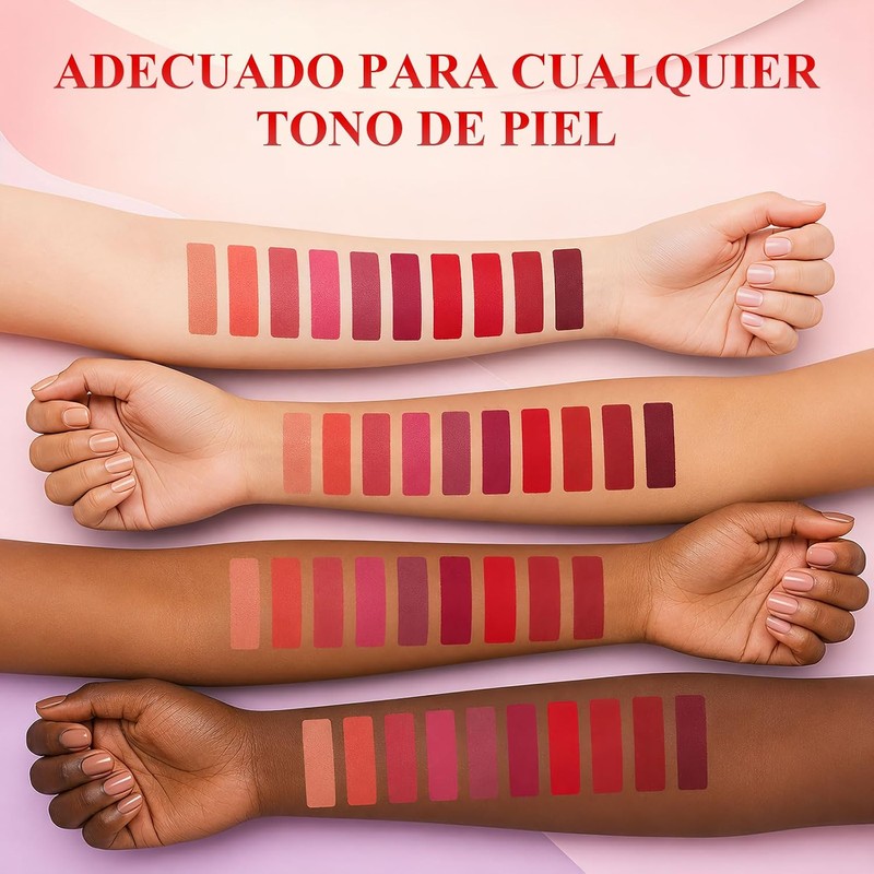 Brillo Labial 10PCS, Labial Mate Indeleble
