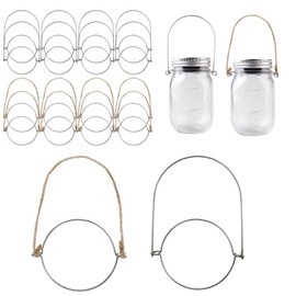 Anxingo 20 Pack Mason Jar Wire Hangers Set, 10 x Stainless Steel Wire Handles & 10 x Burlap Wire Hangers for Mason Jar, Canning Jar, Ball Pint Jar, Handle-Ease Regular Mouth Mason Jar Hanging Hook