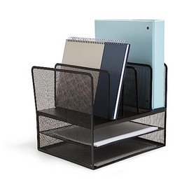 TRU RED Staples TR57537-CC - Organizador de archivos de malla de alambre con 7 compartimentos, color negro mate