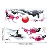 milaosk 2Pcs Chinese Ink Style Flower Painting Wall Stickers 25