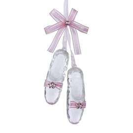 Kurt S. Adler YAMD1345 Acrylic Ballet Shoes Ornament, 6", Pink,Christmas