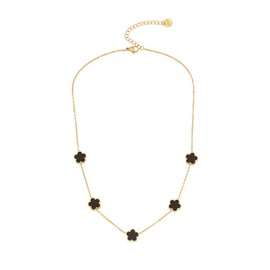 Four Leaf Clover Pendant Necklace for Women Lucky Flower Jewelry (1# Black, One Size)