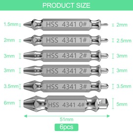 Lixiluxia 6 Piece Screw Extractor Set, Professional Screw Extractor Set, Silver Screw Remover, Screw Remover, Screw Remover, Screw Extractor for Damaged Screws