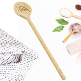 GRUSS & CO 48804 Cooking Spoon "Bester Papa" Wooden Spoon Beech Wood 28 cm with Burnt Motif Gift Dad Father's Day Men's Gift