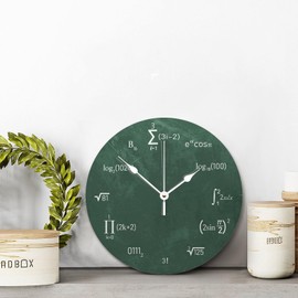 godblessign Math Equations and Notations Wall Clock Green Blackboard Wall Clocks Battery Operated 10 Inch Modern Boho Retired Living Room Decor Gift for Man Woman Friend Anniversary