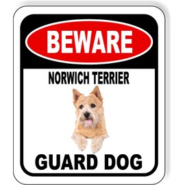 BEWARE NORWICH TERRIER GUARD DOG Aluminum Composite Outdoor Sign 8.5" x10"