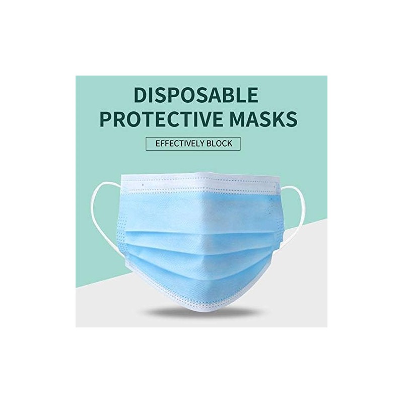 500 Pack Disposable Face Masks (5 Boxes, 100pcs/Box) Blue Face