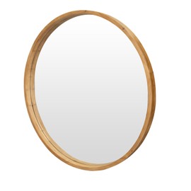 GIFTTROVE 36" Bathroom Mirror, Round Wall Mirror with Wood Frame, Farmhouse Mirror for Wall Decor, Wall-Mounted Mirror for Bedroom, Living Room, Brown