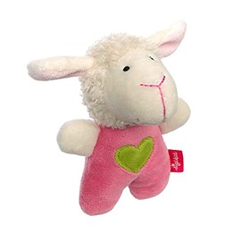 SIGIKID 42802 Rattle Sheep Red Stars Girls Baby Toy Recommended from Birth Pink/White
