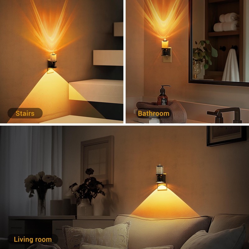 JandCase Night Light, Candle Amber Night Lights Plug into Wall,