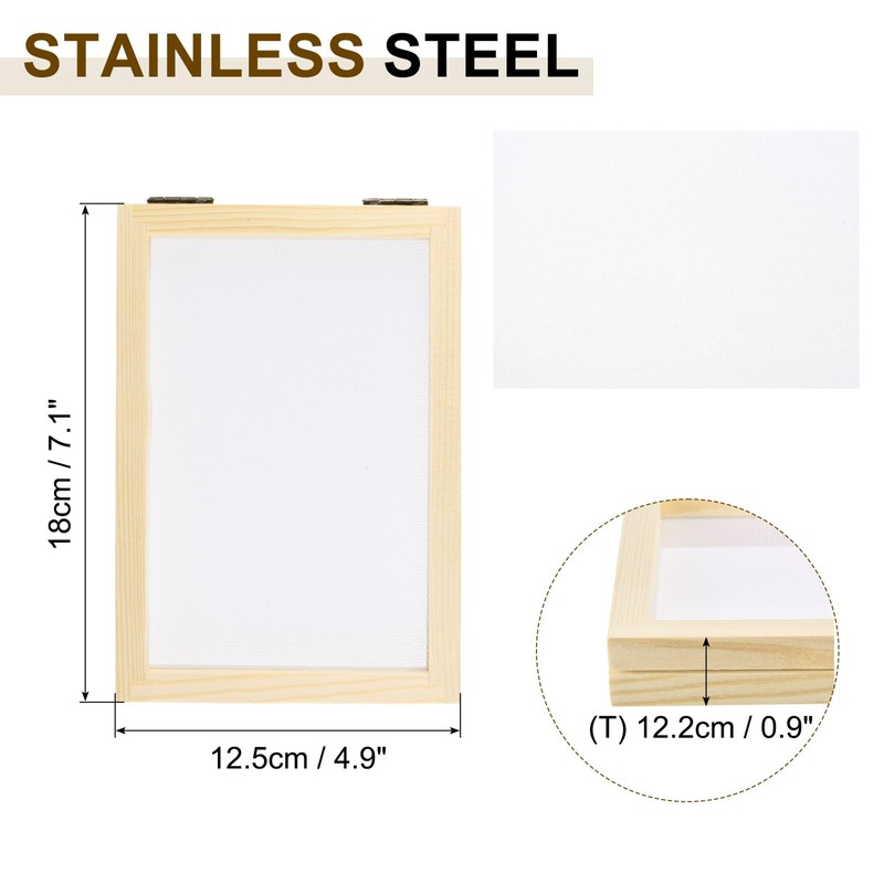 sourcing map Paper Making Screen Wooden Paper Making 7.1 x