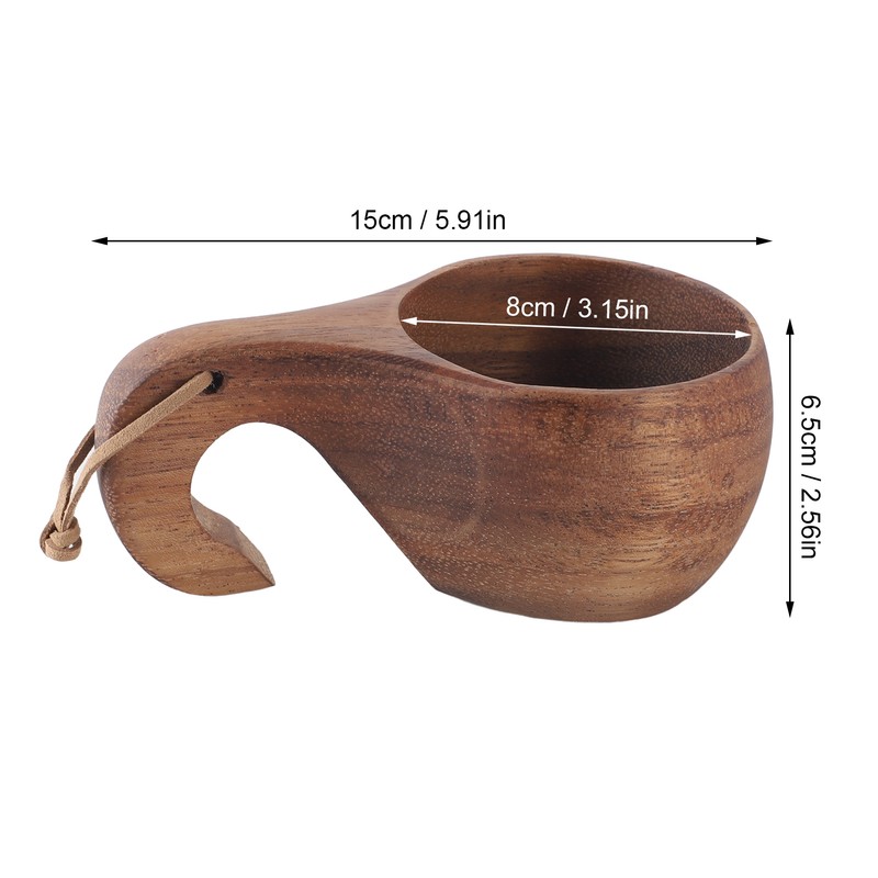 Wooden Coffee Cup with Handle Comfortable Grip Rustic Decorative Milk
