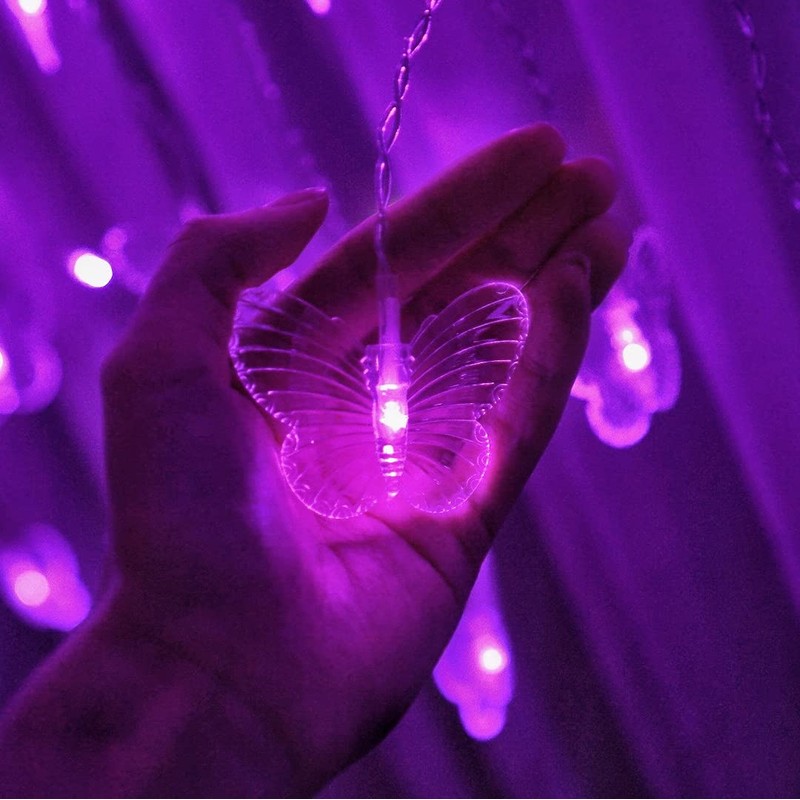 Butterfly Curtain Fairy String Lights, 120LED 8 Modes USB Powered