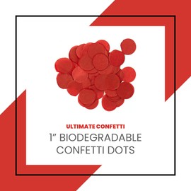 Ultimate Confetti 1" Red Biodegradable Tissue Confetti Circles-30,000 Pieces- Perfect for Decorations-Balloons-Weddings-Parties