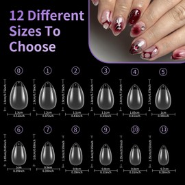 EARLMONI Extra Short Almond Nail Tips - 120 Pieces Short Full Cover Soft Gel Nail Tips Set, Pre-Polished Artificial Almond Nails, 12 Sizes Short Almond Nails with Glue, Suitable for Nail Salon