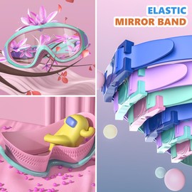 COSEN Children's Swimming Goggles 180° Panorama Swimming Mask Anti-Leak Anti-Fog Diving Mask with Ear Plugs Swimming Goggles for 4-12 Years Children Girls Boys (Pink)