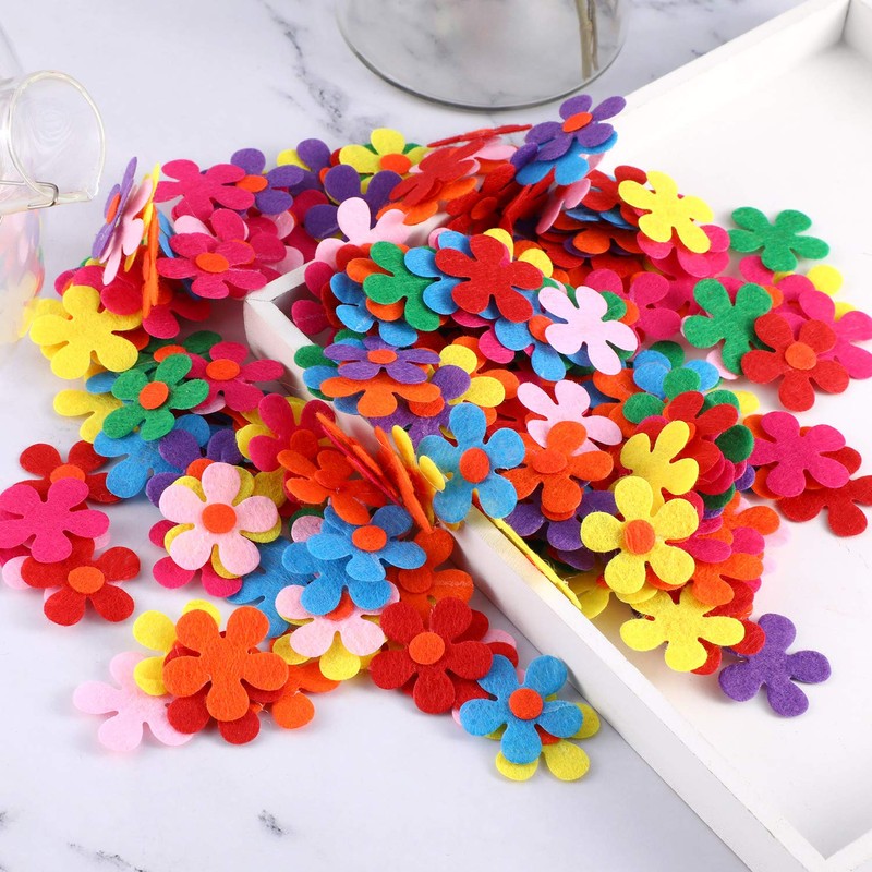 Felt Flowers Fabric Flowers Embellishments for DIY Crafts (200 Pieces)