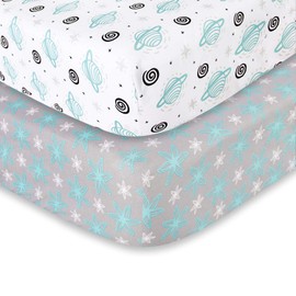 Crib Sheets Fitted 2 Pack (28" X 52"), Fits Standard Size Crib and Toddler Mattresses, Ultra Soft and Breathable Microfiber Material for Boy or Girl