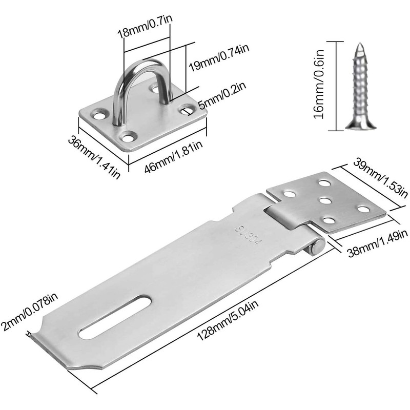 Security Hasps for Padlock, Heavy Duty 304 Stainless Steel Security