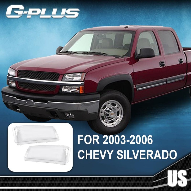 G-PLUS Front Headlight Lens Cover Compatible with 2003-2006 Chevy Silverado,