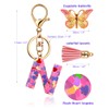 Initial Letter Keychain for Women Gift Cute Butterfly Tassel Resin