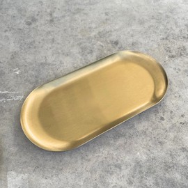 Stainless Steel Tray, Metal Coin Tray, Antique (Gold) Matte [M]