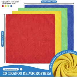 Paños de Limpieza de Microfibra Sugarzoon 20 Piezas 30x30 cm Multiusos
