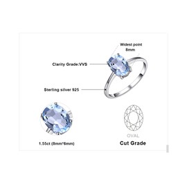 JewelryPalace Class Natural Gemstone Blue Topaz Birthstone Solitaire Engagement Rings for Women, Anniversary 14K Gold Plated 925 Sterling Silver Promise Rings for Her, Jewelry Sets Size 8.5