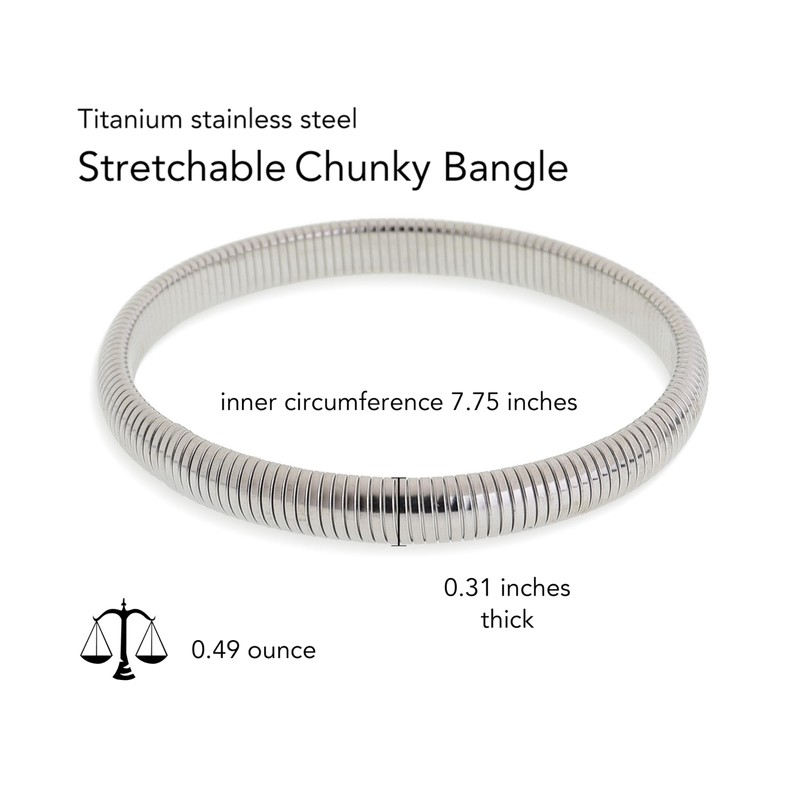 Frigotine Chunky Silver Snake Chain Bangle Bracelet for Woman, Stainless