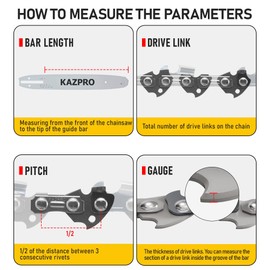 KAZPRO 20 Inch Chainsaw Chain 78 Drive Links, .325" Pitch, .050" Gauge, Low kickback, Lubrication System Chainsaw Blade fits Craftsman, Echo, Homelite, Poulan, Ryobi, Wrox, etc, KP-H78 (3 Pack)