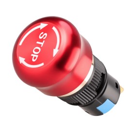 Emergency Stop Push Button Switch Waterproof Button Construction Emergency Mushroom Push Button for Industrial PanelRated Voltage: 12 V, Size: 16mm