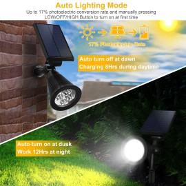 2pcs Waterproof Outdoor Solar Spotlight Dusk-to-Dawn Light Wall Path Lawn Garden LampColor: Black Color
