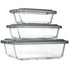 6-Piece Extra-Deep Glass Baking Dish Set with Lids, Rectangular Glass