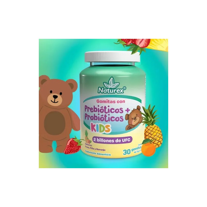 Gomitas de Probióticos y Prebióticos para Niños con Sabor Fresa,