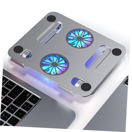 DOITOOL Aluminum Alloy Cooling Pad for Laptop Adjustable Height Double Fan Cooler Stand with Strong Wind Dissipation Compatible with Laptops Under Silver