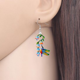 WEVENI Acrylic Dangle Floral Hummingbird Earrings Spring Summer Bird Jewelry Bird Lover Gifts for Women Mom Teacher (Colorful)