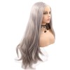 High Quality Straight Long Grey Lace Wig 24 Inch Beauty