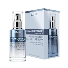 AZURE Hyaluronic & Retinol Anti Aging Facial Serum - Hydrating, Anti Aging & Rejuvenating | Reduces Wrinkles, Fine Lines & Creases | Evens & Restores Skin Tone | Made in Korea - 50mL