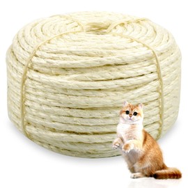 Sisal Rope for Cat Scratcher 4mm Diameter 328 FT Cat Natural Sisal Rope for Repairing Cat Scratching Post Cat Tower Repair Rope Cat Tree Rope Replace Recovering and DIY