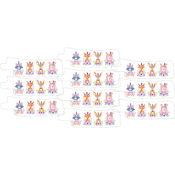 Nasogastric or Oxygen Tube precut Adhesive Tape Woodland Watercolor Theme x 10 Pack. (Mix of Left & Right Side)