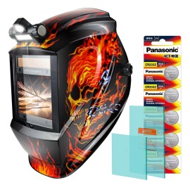 TRQWH Welding Helmet with LED Light, Wide Shade 4/5-9/9-13 and Magnifier Lens