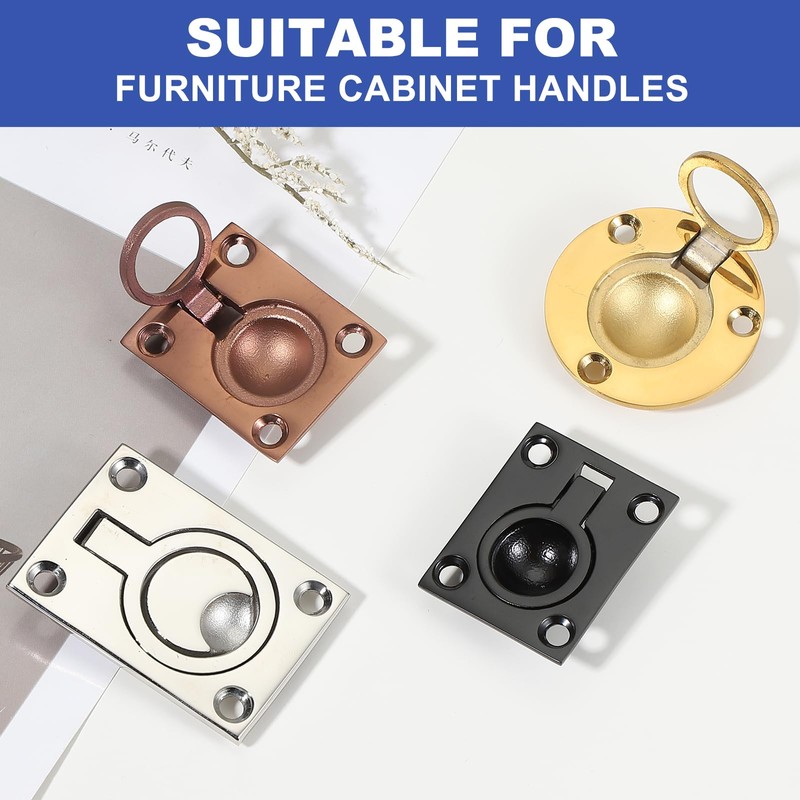 PATIKIL 1-7/8" x 1-1/2" Flush Pull Ring Handle, 2pcs 316